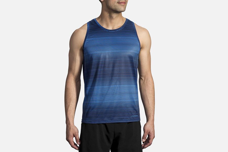 Brooks Ghost Men T-Shirts & Running Tank Blue XFS465879